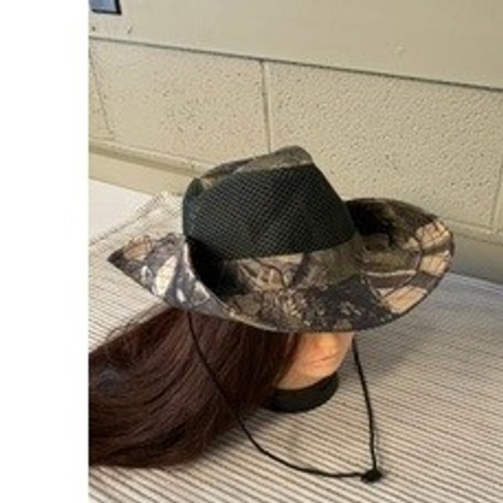 Camo Leaves and Limbs Mesh Ventilated Boonie Hat Chin Strap Hunting Fishing Sun